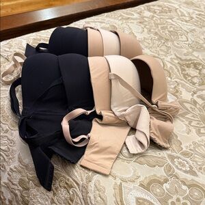 5 Victoria's Secret Black and Nude Convertible/Strapless Bras